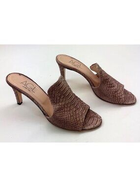 AGL Dea Womens Croc-Embossed Leather Mule Heels Size 9.5 / 39.5 Made In Italy
